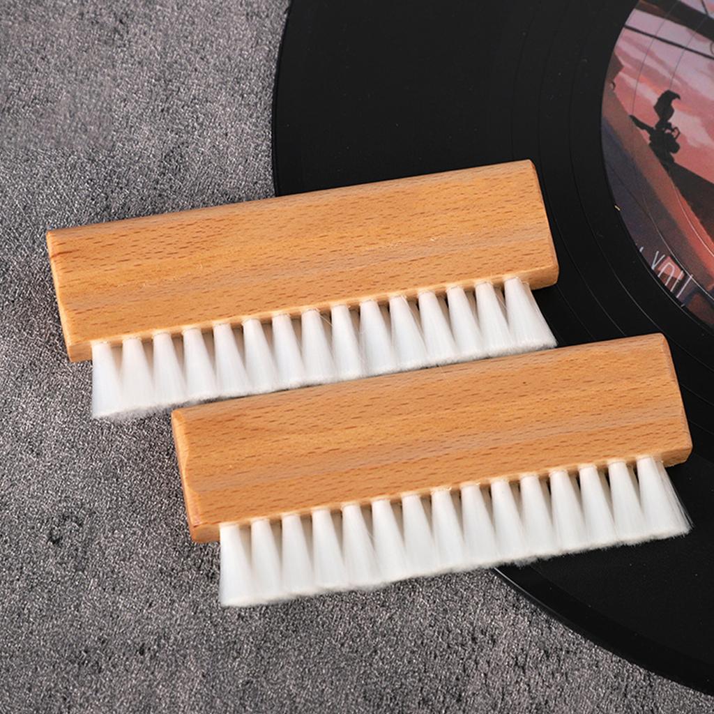 Vinyl Velvet Record Antistatic Cleaning Brush With Wooden Handle for Static Free Vinyl Sound Clarity