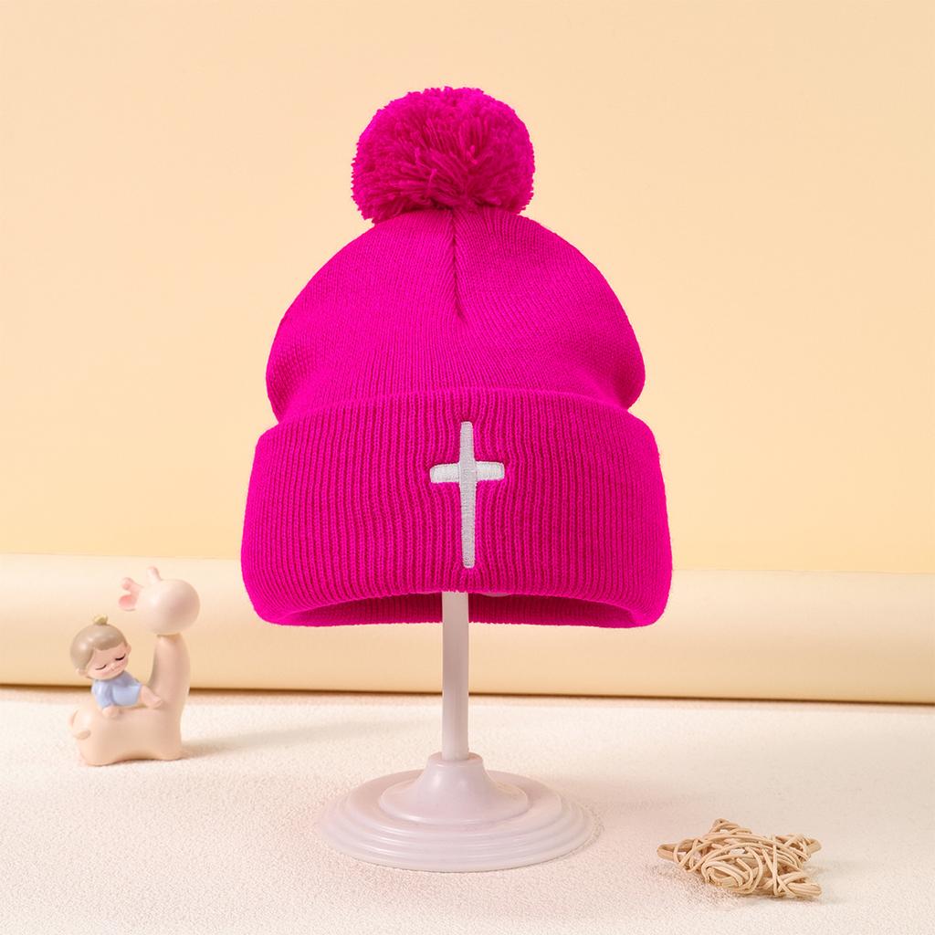 Autumn And Winter Warm Fashion Embroidered Cross Knitted Lightweight Elastic Beanie
