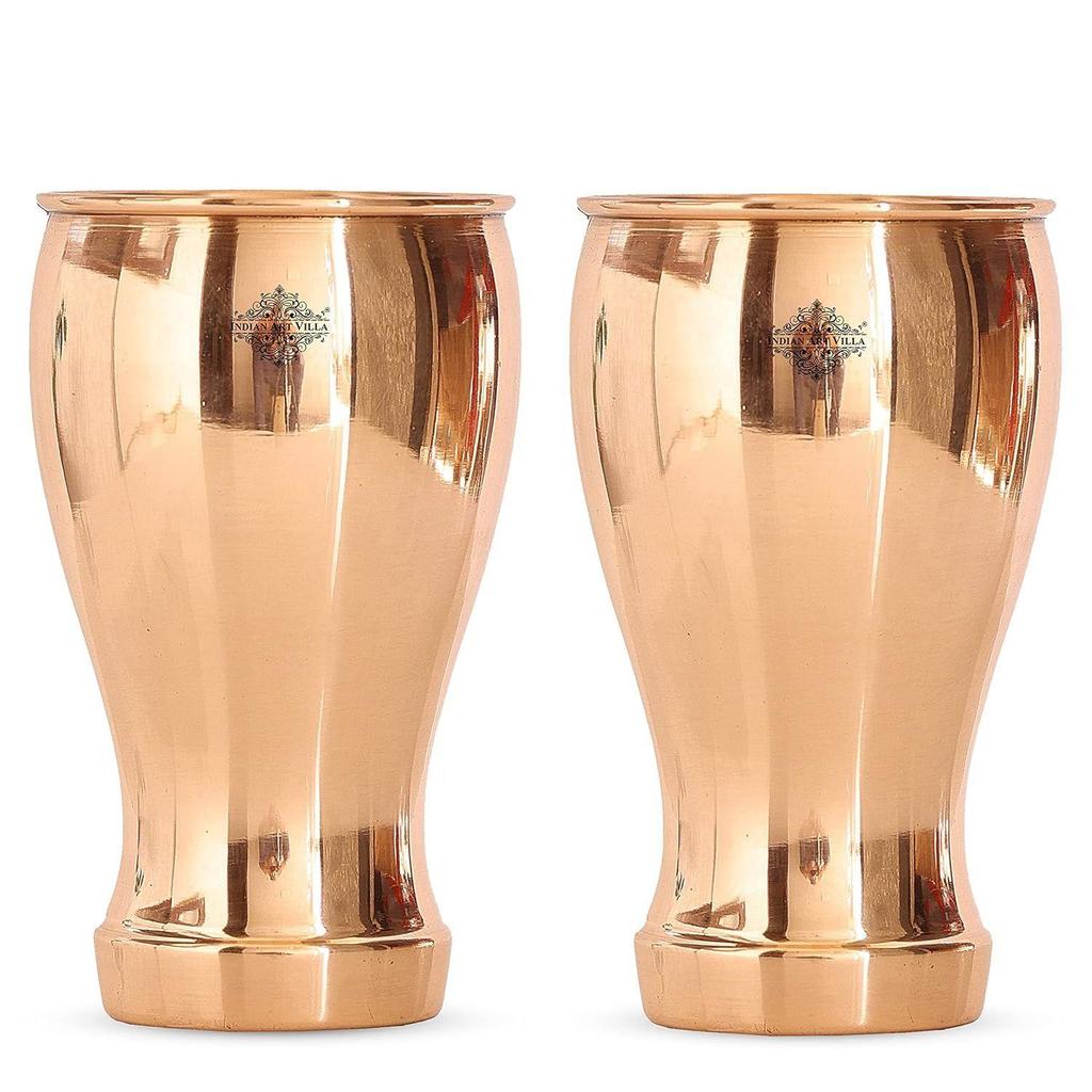 5.5" X 3.0" Pure Copper Wine Glass Goblet Tumbler Cup | 490 ML Capacity | Beer Wine Cocktail | Bar Home Hotel Restaurant, Set of 2