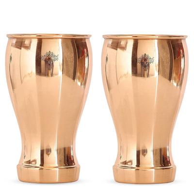 Pure Copper Wine Glass Goblet Tumbler Cup | 490 ML Capacity | Beer Wine Cocktail | Bar Home Hotel Restaurant, Set of 2