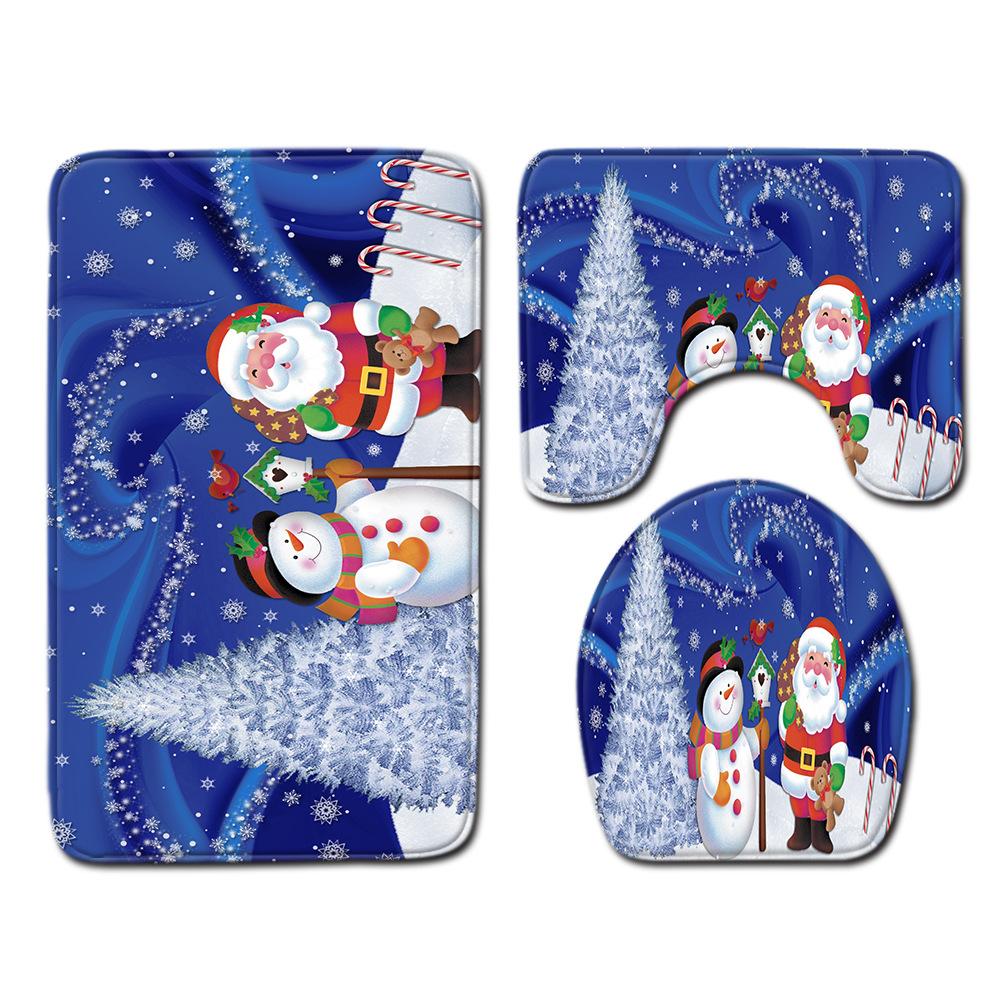 

Рождественский коврик для ванной, туалетный трехпредметный набор 45cmx75cm