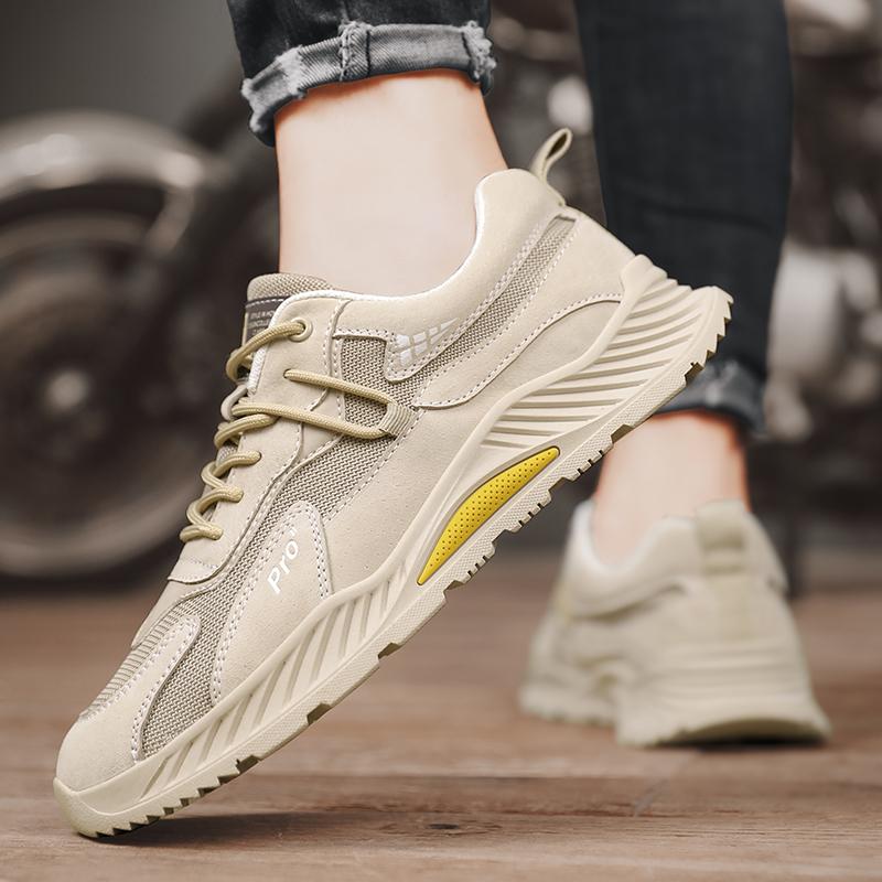 Fashion Genuine Leather Comfortable Breathable Sports Shoes For Men Leisure Mesh Top Layer Outdoor Running Shoes New Ins Trendy Travel