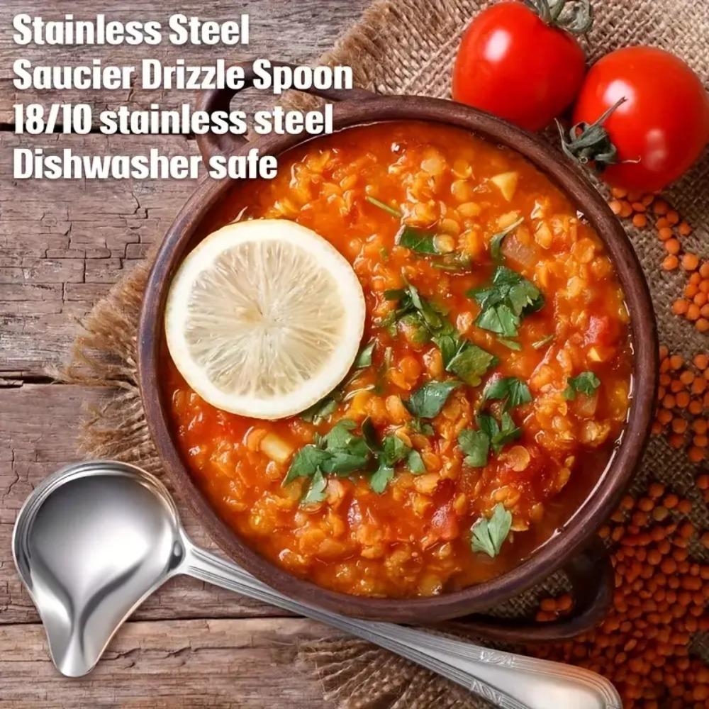 Reusable Effortless Soup Stainless Steel Soup Spoon Kitchen Gadgets Accessories Oil Spoon  Home