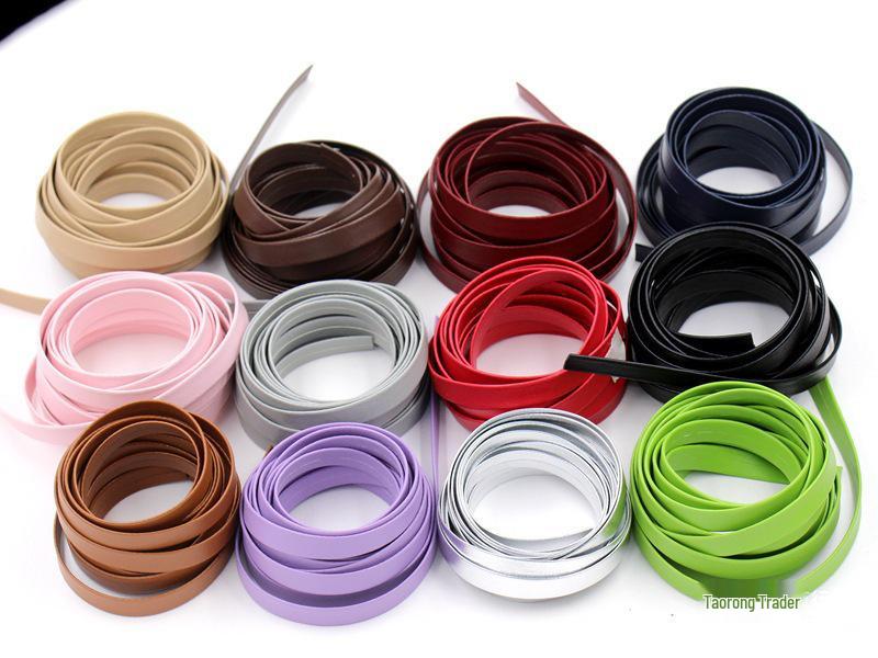 1 cm breiter PU-Leder-Paspelbesatz - 10 mm flaches Band für DIY-Schmuck, Kleidung, Gepäck und Bastelarbeiten