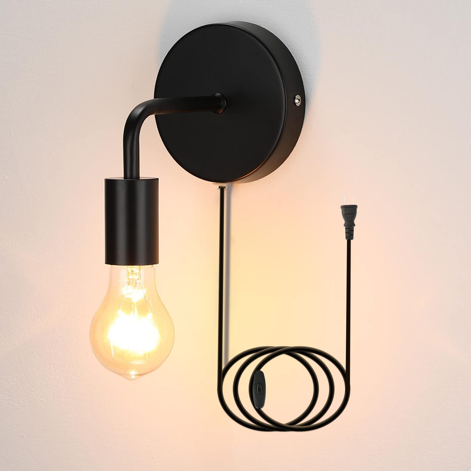 

Lightess Bracket Light, Outlet-Type Wall-Mounted Lamp with ONOFF Switch, Bracket Lamp, Entryway Light, Iron Wall Light, Antique-Style, Retro,