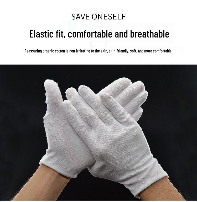 Pure Cotton Wear-Resistant Disposable White Gloves for Work and Etiquette