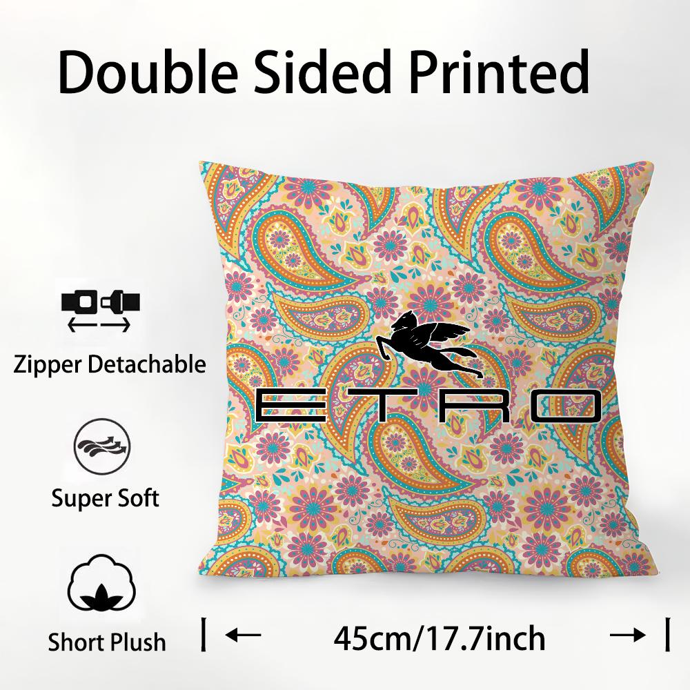 Design Classico E-Etro Federa Cuscino Tessuto Peluche Morbido Stampa Double Face Copricuscino Divano Copricuscini