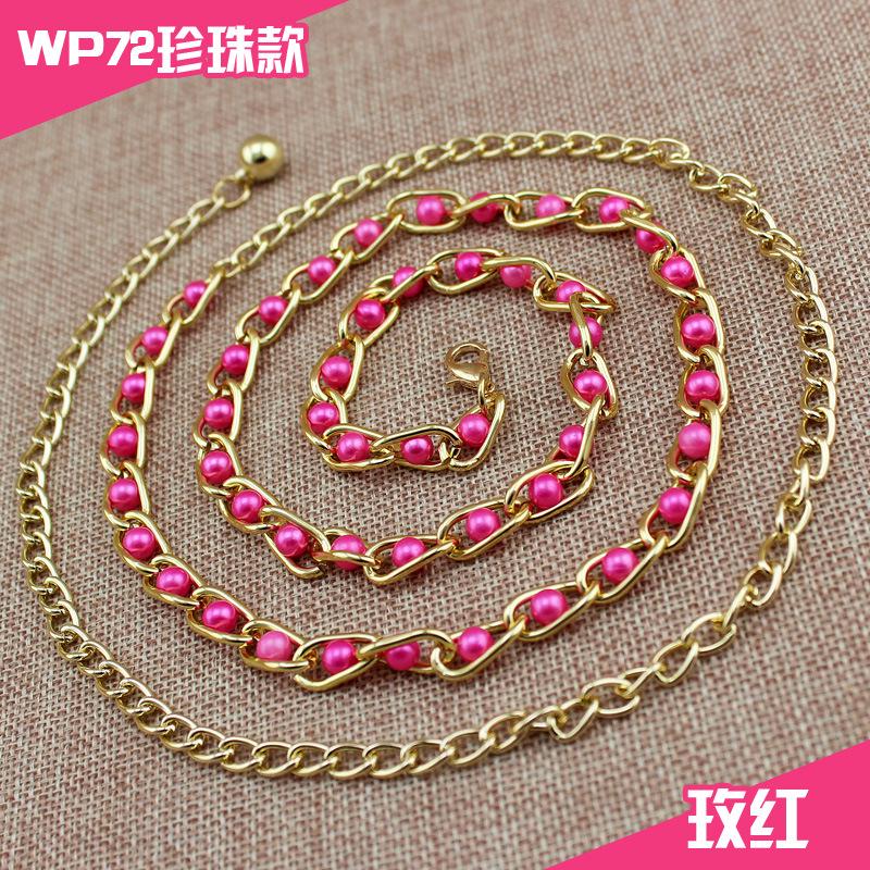 Women'S Spring And Summer Dress Decorative Pearl Belt Metal Hook Thin Waist Chain Multi-Color Optional