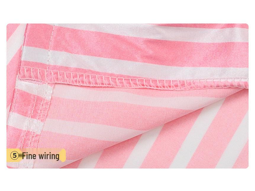 Vier Jahreszeiten Tragbares Kinder Pyjama Set aus Imitationsseide mit Streifen - 7 Teile