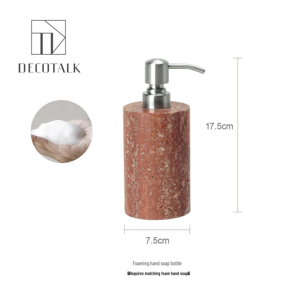 DecoTalk Wabi-sabi Red Travertine Bathroom Washbasin Set with Aromatherapy Tissue Box Tray