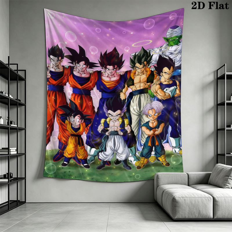 Cute Cartoon Son Goku Wall Tapestry Aesthetic Wall Hanging Printed Fabric Blanket Decorative Tapestries For Bedroom Living Room Home Decor
