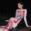 Summer Sheer Flower Print Long Sleeve Dress With High Waist For Teen Travel