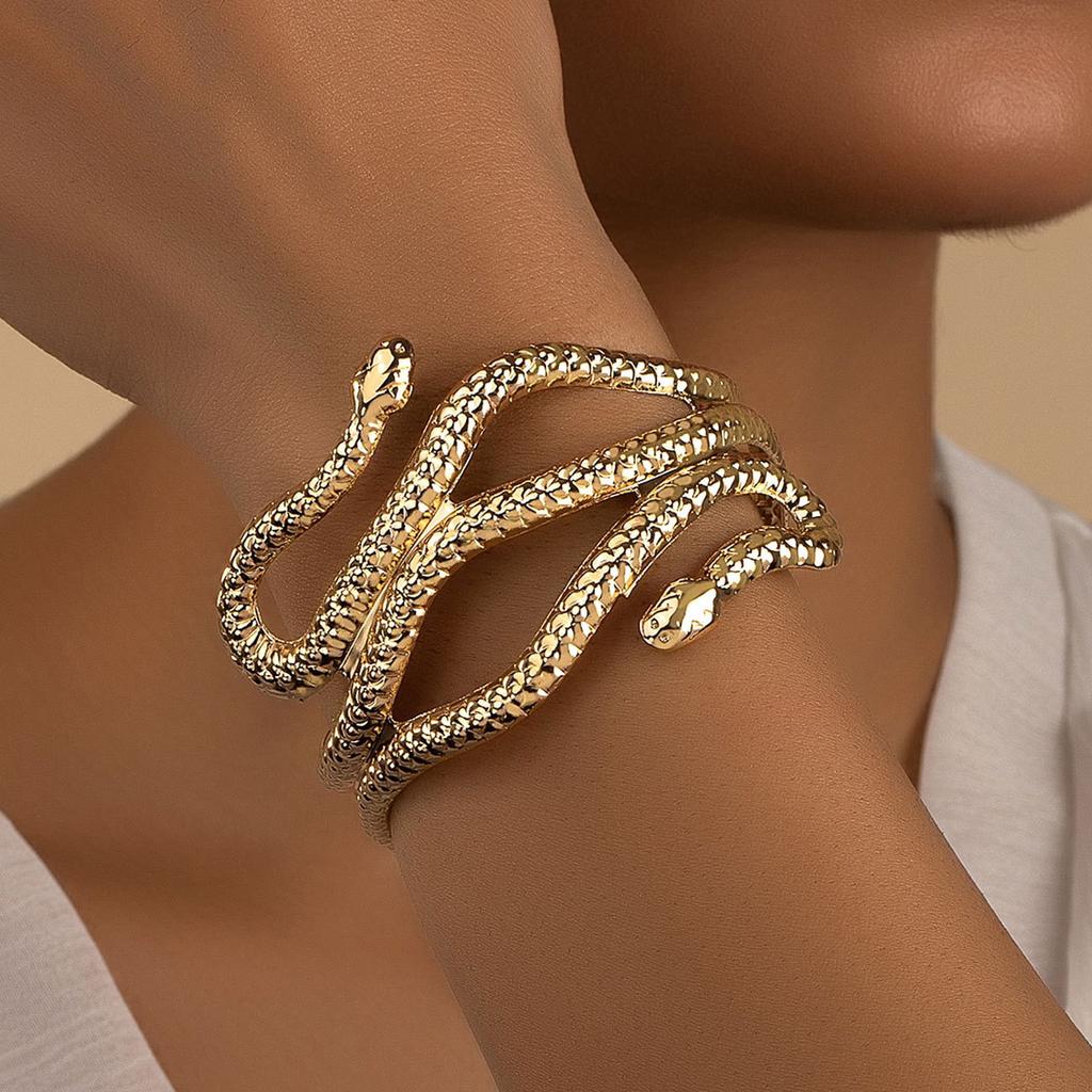 Vintage Egypt Swirl Snake Arm Cuff Armlet Armband Big Wide Bangle Bracelets for Women Cuff Indian Anime Men Fashion Jewelry