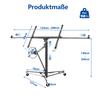 Drywall Lifter for Wall Panels and Ceiling Mounting: Load Capacity 68 kg, Height 140-335 cm Adjustable, Foldable, 3 Brake Wheels