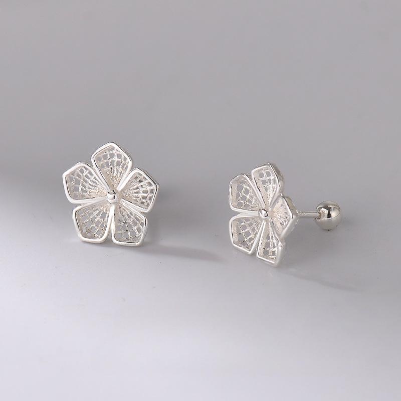 

Серьги-гвоздики из стерлингового серебра 925 пробы с ажурным цветком, женские уникальные серьги-гвоздики из серии «Лес», серьги-гвоздики с винтовой косточкой для пирсинга