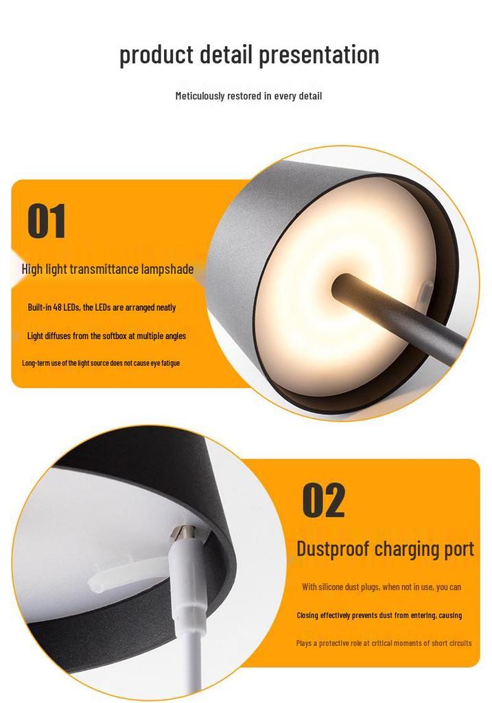 Rechargeable Touch Dimming Table Lamp - Decorative for Dining, Cafe & Bedside Night Light.
