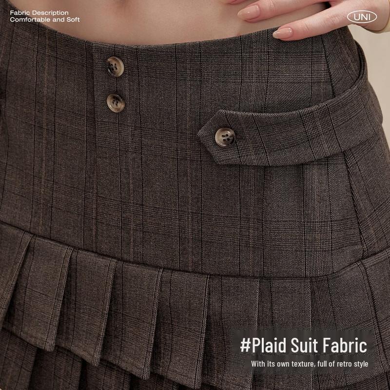 UNIFREE American Retro Pleated A-Line Mini Skirt