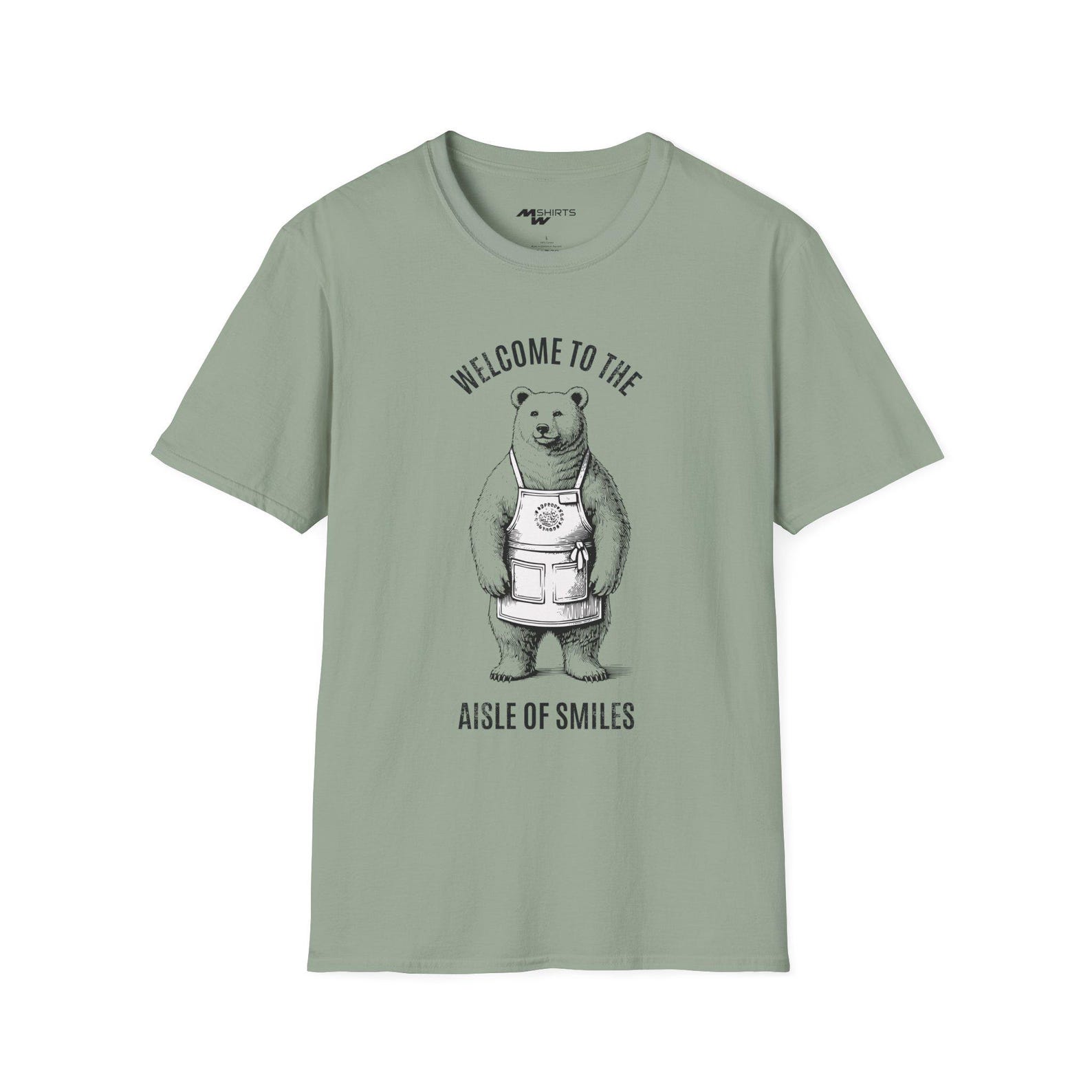 Welcome to the Aisle of Smile/ Engraving-Style Raccoon Retail T-Shirt/ Unisex Softstyle T-Shirt S