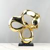 Creative Geometric Sculpture Abstract Electroplated Resin Decorative Ornaments Golden Hollowed-out Ribbon Home Decoration