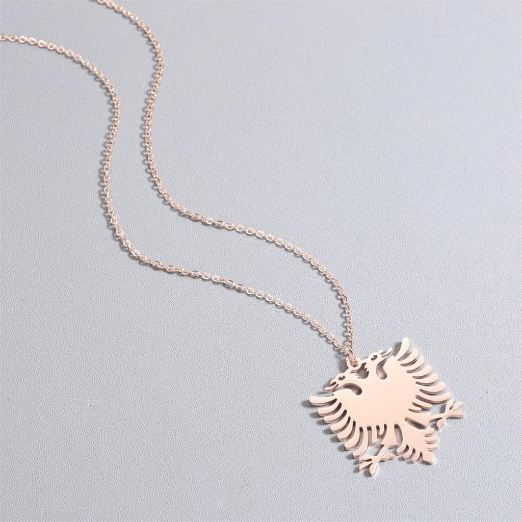 Kinitial Neuer Albanien Doppeladler Anhänger Halsketten Edelstahl Choker Schmuck für Damen Mädchen Ethnische Geschenke bijoux femme