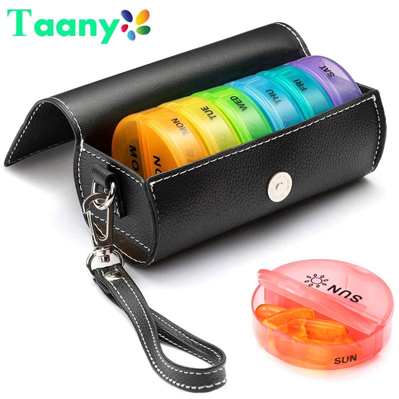 Abnehmbares wöchentliches Regenbogen-Pillenetui, Reise-Pillendose, Tragbarer 7-Tage-Medikamenten-Tabletten-Organizer, Behälter-Spender, 14 Fächer