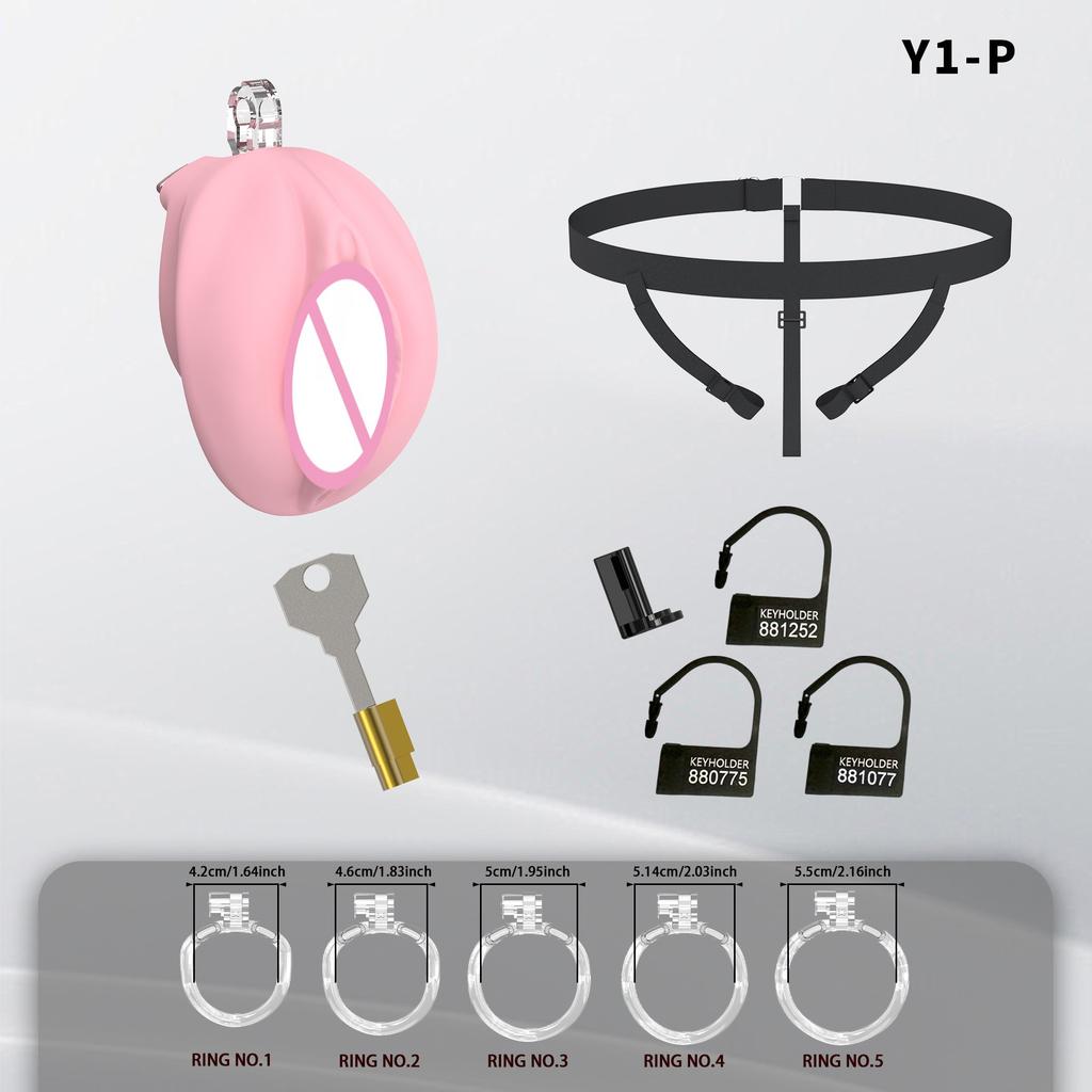 Male Chastity Cage Realistic Vagina Device with Belt 4 Sizes Rings Soft Chastity Lock Cock Cage Sissy Adult Sex Toys for Men Gay