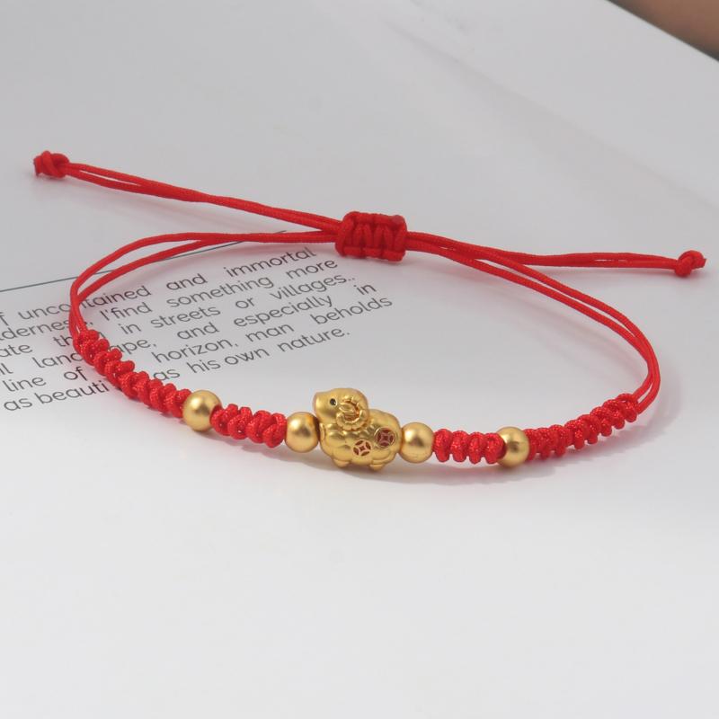 Handmade Red String Bracelet Gold Plated Zodiac Sheep Charms Adjustable Size Good Luck Gifts Daily Wear Fashion Jewelry