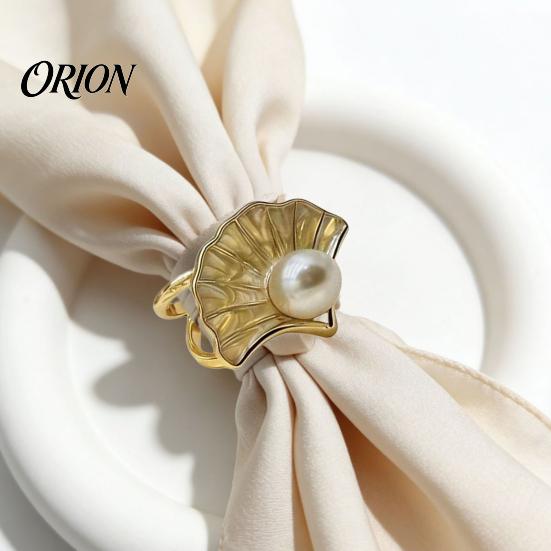 Tulip Shape Scarf Holders 4Pcs Rings for Women, Clip with Ginkgo Leaf/Seashell/Tulip/Faux Decorative Coat Belts Pearl Shell Design, Metal Buckles