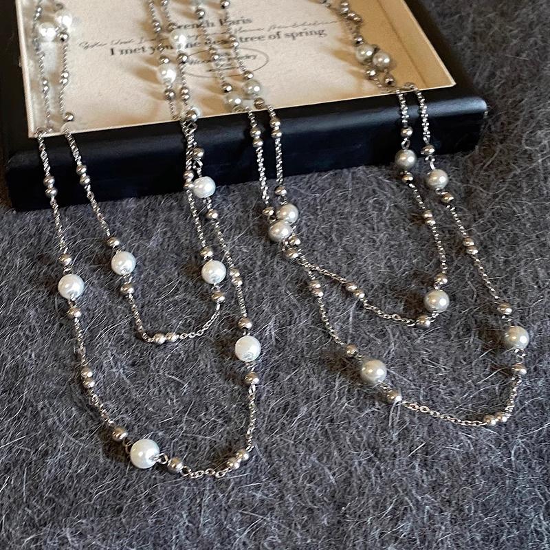 Temperament Nischen Design Exquisite Lange Imitation Perlenkette Halskette Pulloverkette Trendig Hochzeitsparty Süßer Schmuck Geschenk