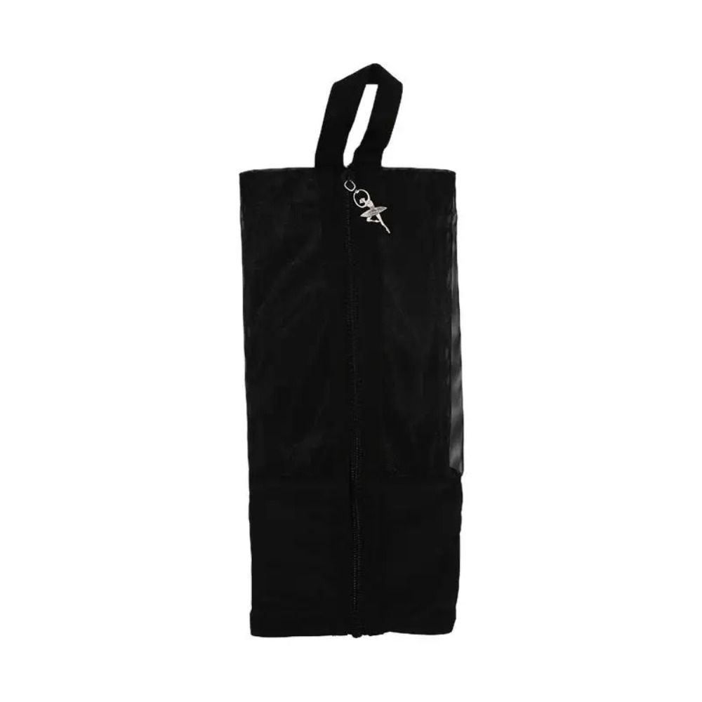 Black Color Latin Dance Shoe Bag with Zipper Mesh Dance Pouch Ballet Organizer Bags  Ballerina