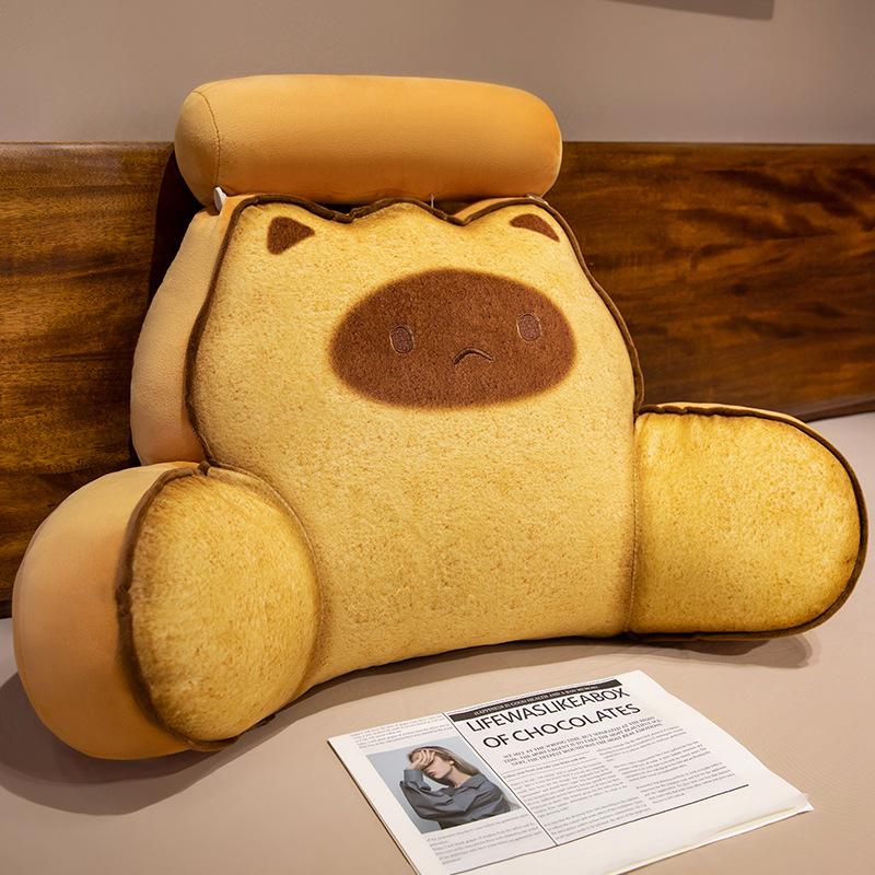 Cartoon Bedside Soft Animal Bread Cat Capybara Backrest Sofa Cushion Plush Biscuit Cat Triangle Pillow On The Bed Gifts