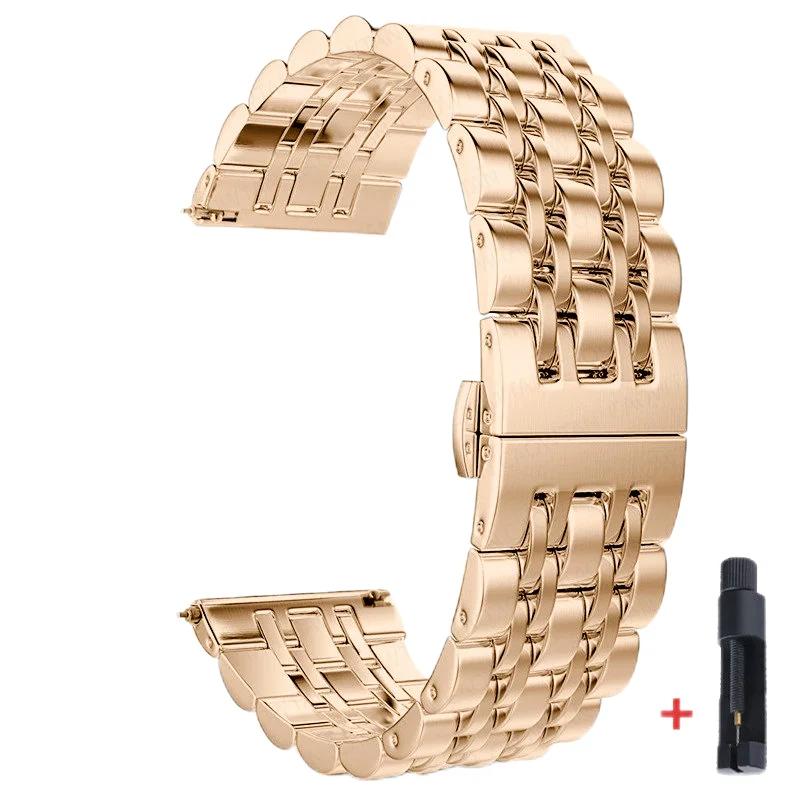 22mm 20mm Stainless Steel Strap For Samsung Galaxy Watch 7 6 4 5 45mm Gear S3 46mm 42mm Active2 40 44mm Band for Amazift BIP 2 GTR Metal Bracelet