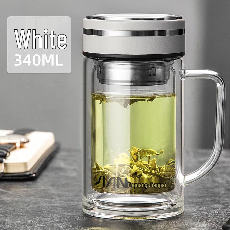 FUGUANG Zhi Xiang Double-Layer Glass Tea Cup with Handle