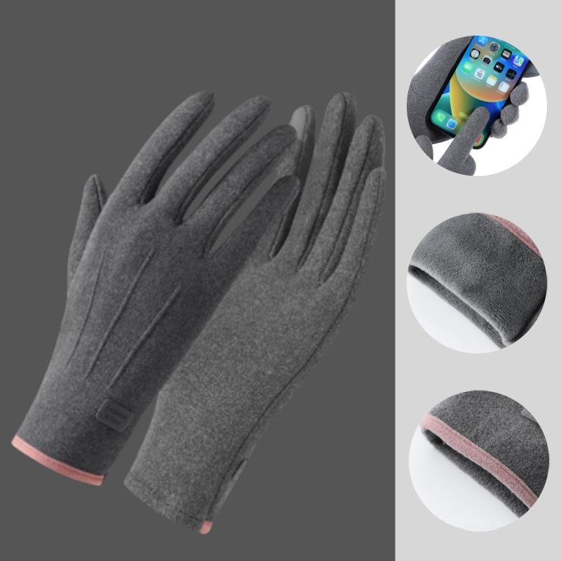 Women Winter Thick Plush Gloves  Warm Suede Outdoor Guantes Lady Touchscreen Driving Gloves Sports Cycling Mittens
