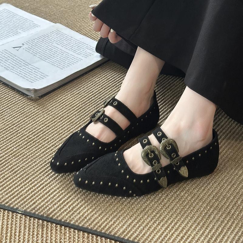 

Fashion New Style Women s Fashion Shoes Flats Leather Rhinestone Ballet Shoes for Women Flat Straight Strap Retro Mary Jane Single Shoes 35