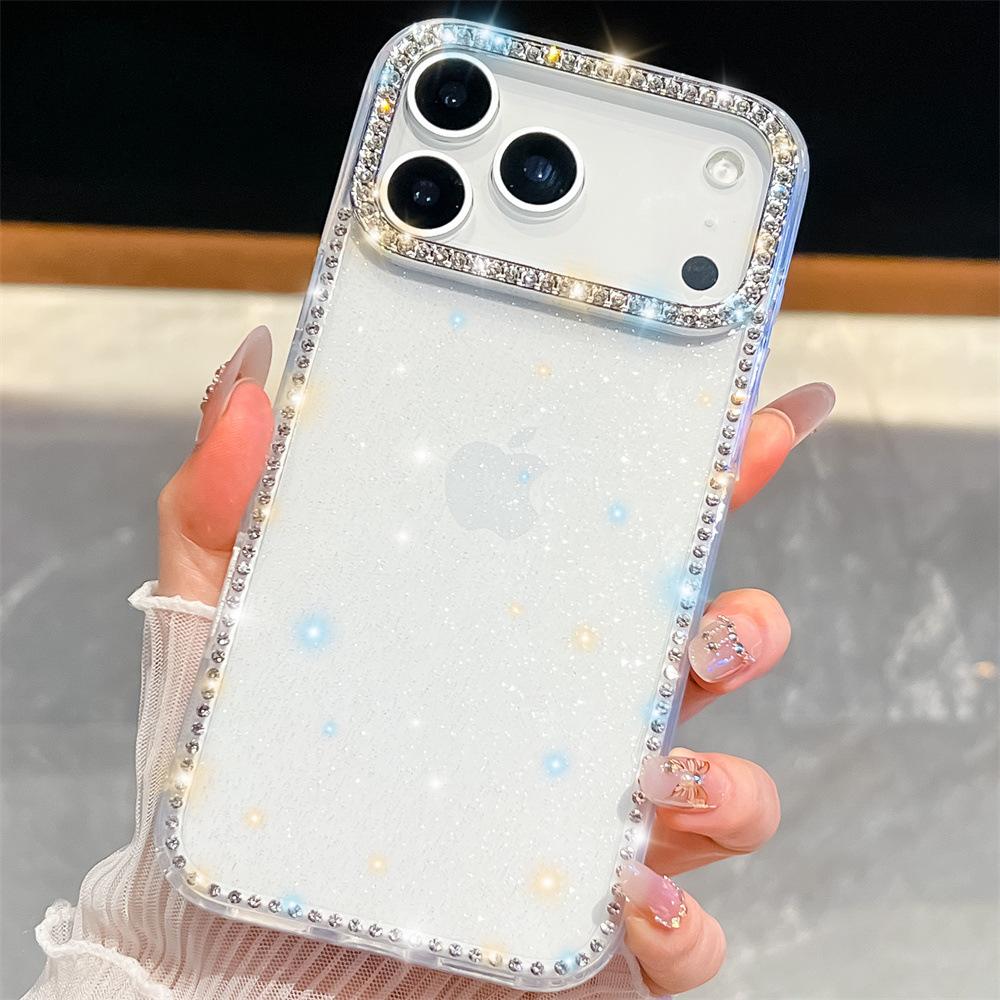 Point Diamond Rhinestone Marble Suitable for Apple iPhone17 Samsung S25 Mobile Phone Case S26U Handmade A17 Protective Case