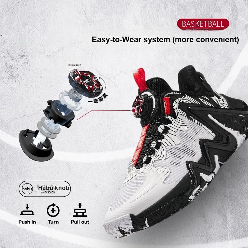 Anta Kids Reverse Scale 3.0 Button Comfortable Versatile Shock Absorbing Durable Low Top Basketball Shoes Kids Basketball Shoes 312411107-1