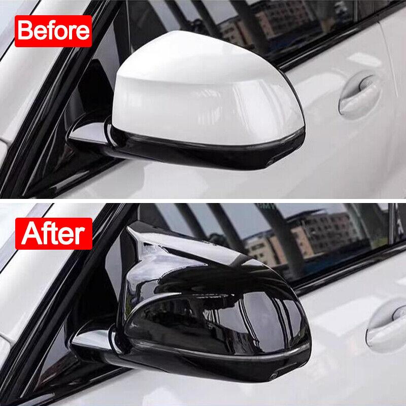 Gloss Black M Style Side Mirror Cover Cap Pair For BMW X5 E70 X6 E71 2007-2013 QCYZR1