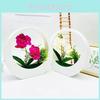 Simulated Flower Phalaenopsis Potted Moon Shaped Decorative Wall Pendant For Home Decor And Events