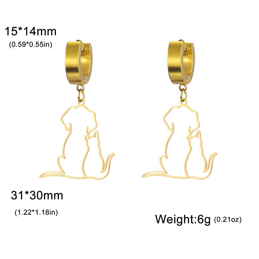 Cazador Hugging Cats Kittens Earrings for Women Stainless Steel Cute Dog Dangle Earrings 2026 Trend Jewelry Birthday Gift