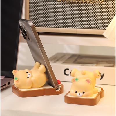 Cute Creative Little Bear Phone Stand Ornament for Flat-screen Display, Desk Decoration for Relieving Stress In The Office.