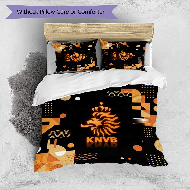 Netherlands Football Printed Bedding 3 Piece Set Cozy Breathable Bed Cover Set as Housewarming Holiday Gift