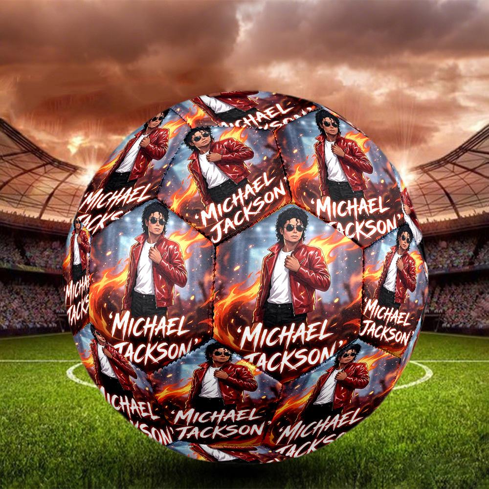 Michael Jackson Print Size 5 Soccer Ball, Standard Match Football for Sports Game and Team Practice, Ideal Gift for Soccer Fans