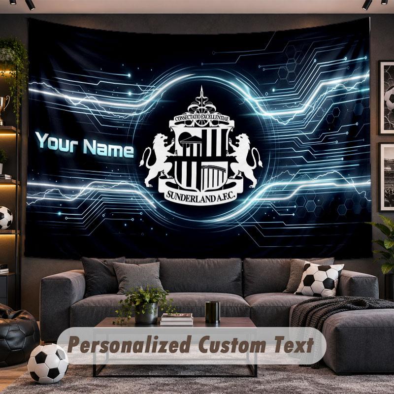 Wall Hanging Tapestry Custom NameSunderland FC Pattern Personalized Printed Fabric Wall Decor