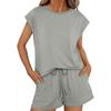 Women Spring Summer New Crew Neck Loose Short Sleeve Two Piece Outfit Set