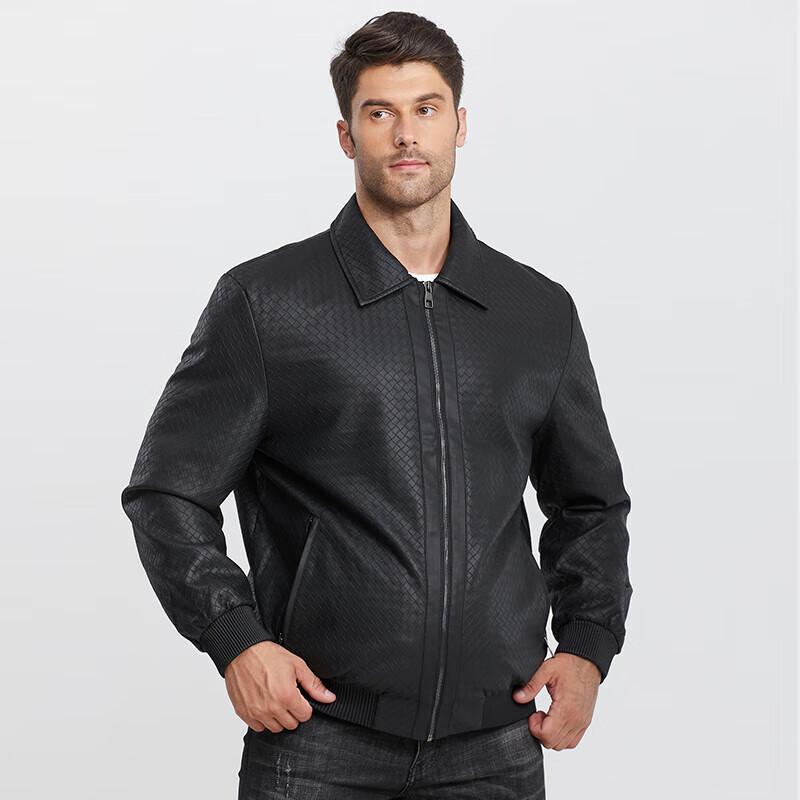 

Men s Plus Size Woven PU Leather Bomber Jacket 4XL