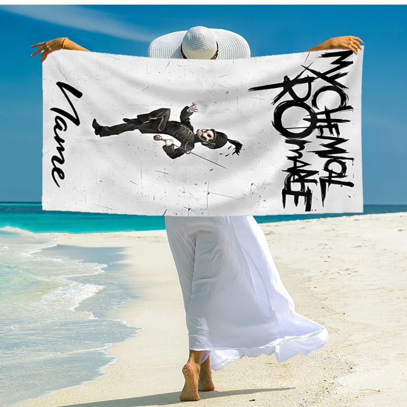 Personalized customized proof beach towel with My Chemical Romance pattern - soft, absorbent,quick-drying,perfect swimming,camping&bathing