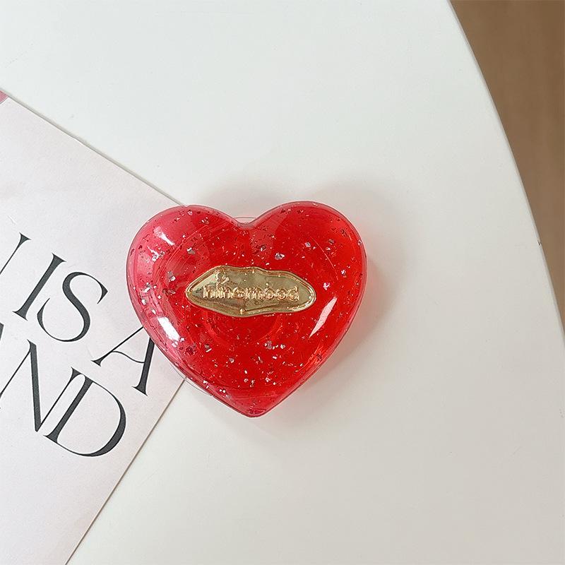 Solid Color Transparent Sequined Love Mobile Phone Airbag Bracket Pasted Retractable Lazy Desktop Watching Drama Support Ring Buckle