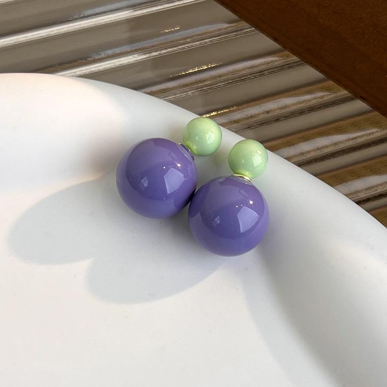 

Игривые двусторонние серьги-пузырьки в корейском стиле: Серьги-пусеты в виде шариков с цветовыми блоками, два способа ношения.