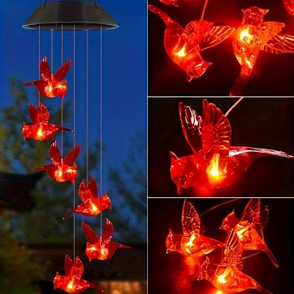 1 Stück Buntes Solar Kolibri Windspiel Licht, Landschaftslicht, Geeignet für Außengarten, Terrassendekoration und Weihnachtsgeschenk
